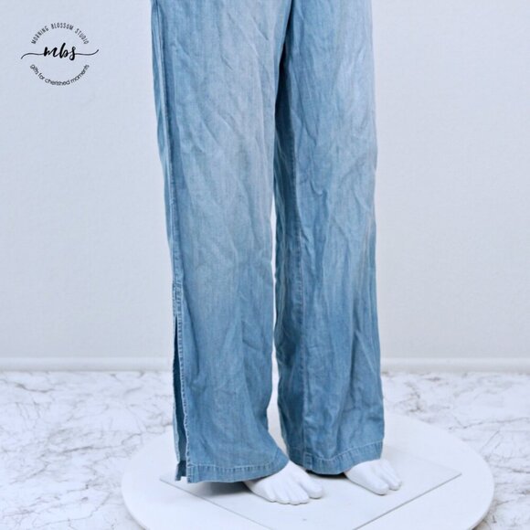 Cloth & Stone Chambray Sleeveless Side Slit Wide Leg Jumpsuit Blue Women XS - Picture 9 of 15